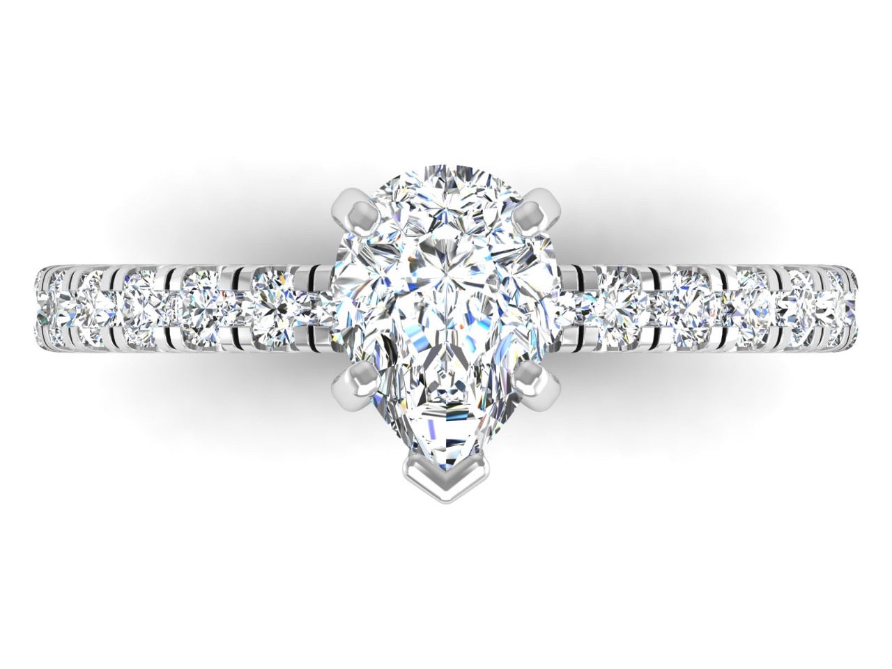 14K W Gold Pear Shape Diamond Engagement Ring Size 5.5