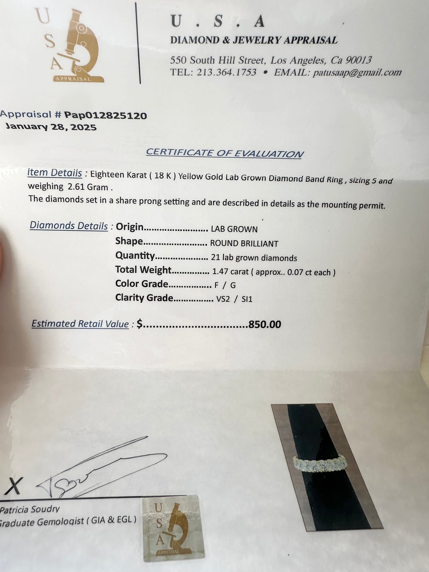 18K Y Gold Lab Diamon Eternity Band Size 5