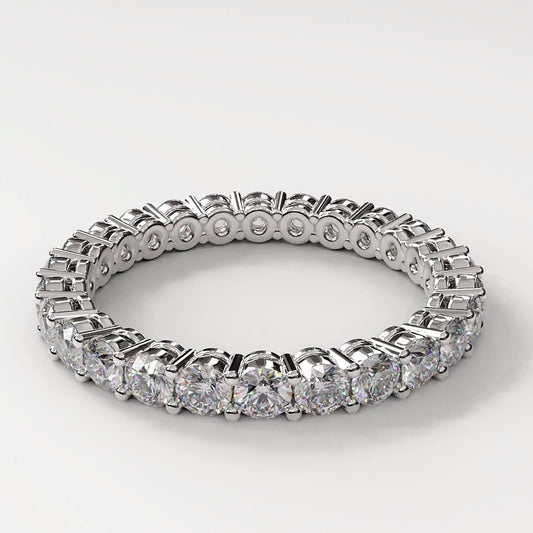 18K W Gold Round Cut Natural Diamond Eternity Band  Size 7